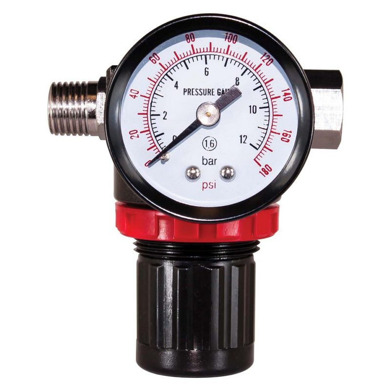 AES Industries Industries 875 Mini Diaphragm Air Regulator with Gauge, 1/4 in MNPT Inlet, 1/4 in FNP