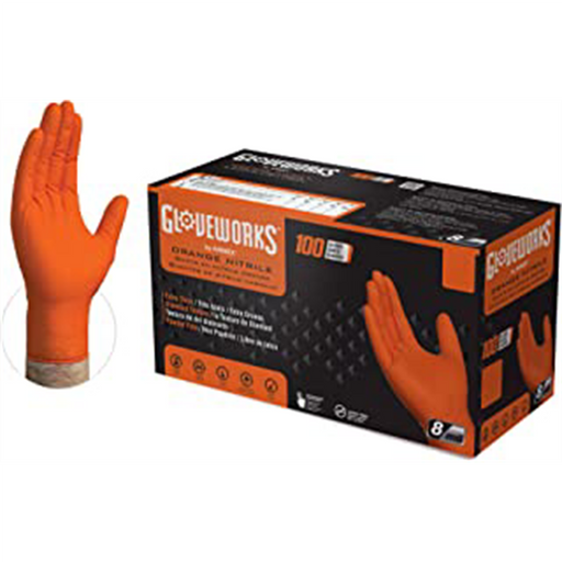 Ammex Corporation / Disposable Gloves Gloveworks HD Orange Nitrile Gloves Medium