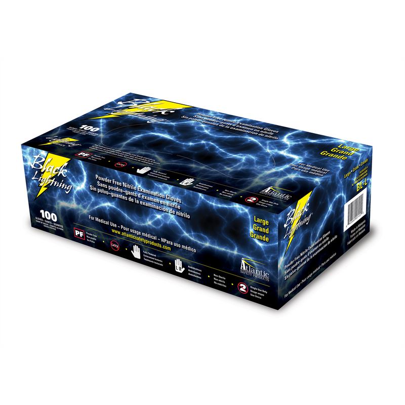 Black Lightning XLarge Black Nitrile Gloves