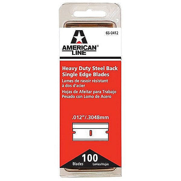 American Safety Razor 66-0412 Heavy-Duty Single Edge Razor Blade, 0.012 in THK, Carbon Steel