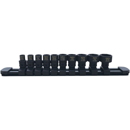 Astro Pneumatic Tool Company 10-Piece 1/4? Drive Low Profile Nano Impact Sockets — SAE