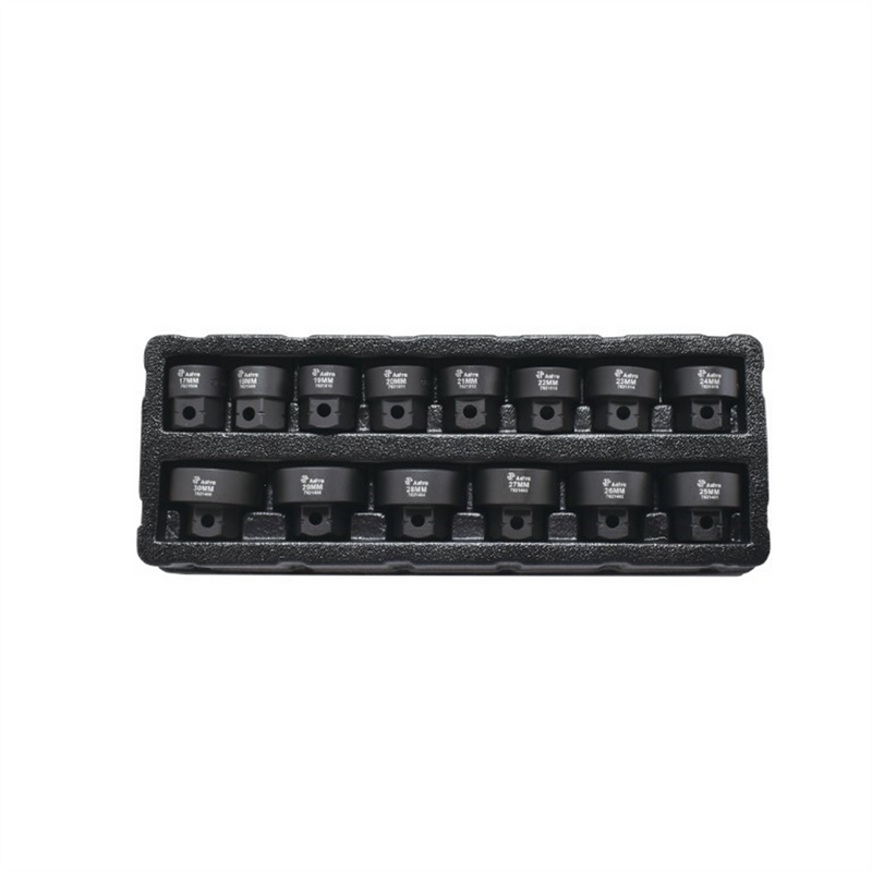 Piece 1/2 Inch Drive 17-30mm Low Profile Nano Impact Socket Set - No Skips