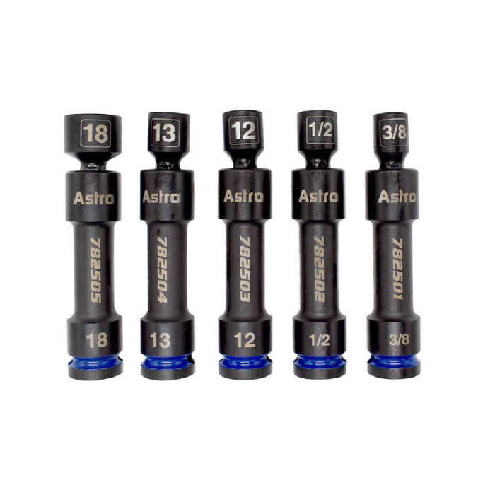 Astro Pneumatic Tool Company 1/2 Inch Drive 12-Point Pinless Heavy-Duty Driveline Impact Socket Set