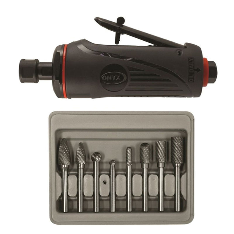 2181B 2-Piece Die Grinder Kit 1/4 in Medium Grinder with 8-Piece Double Cut Carbide