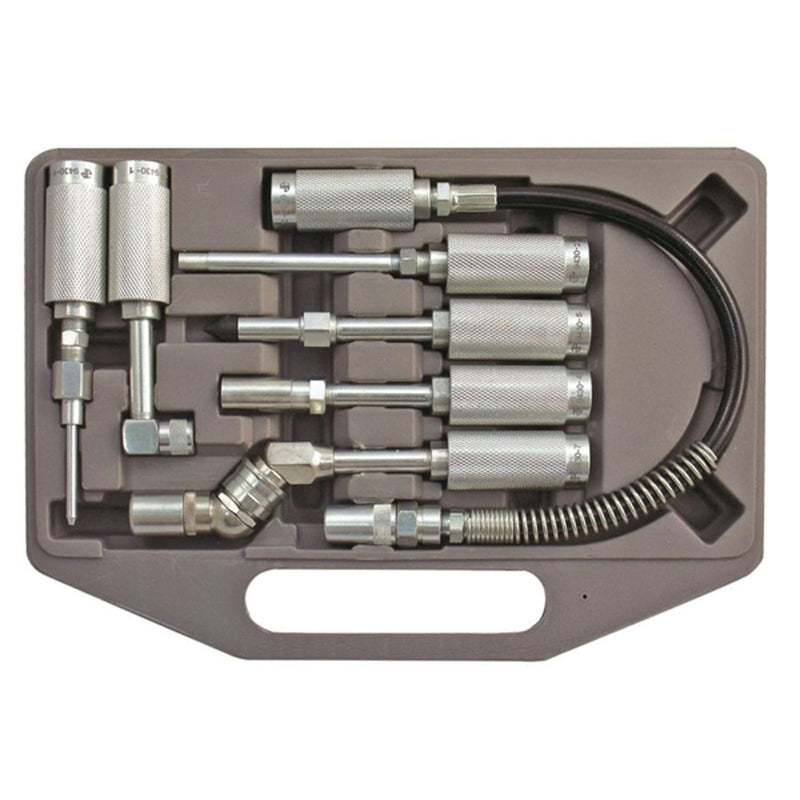 9430 Grease Fitting Adapter Set with press‑on, straight, 12 in hose extension and