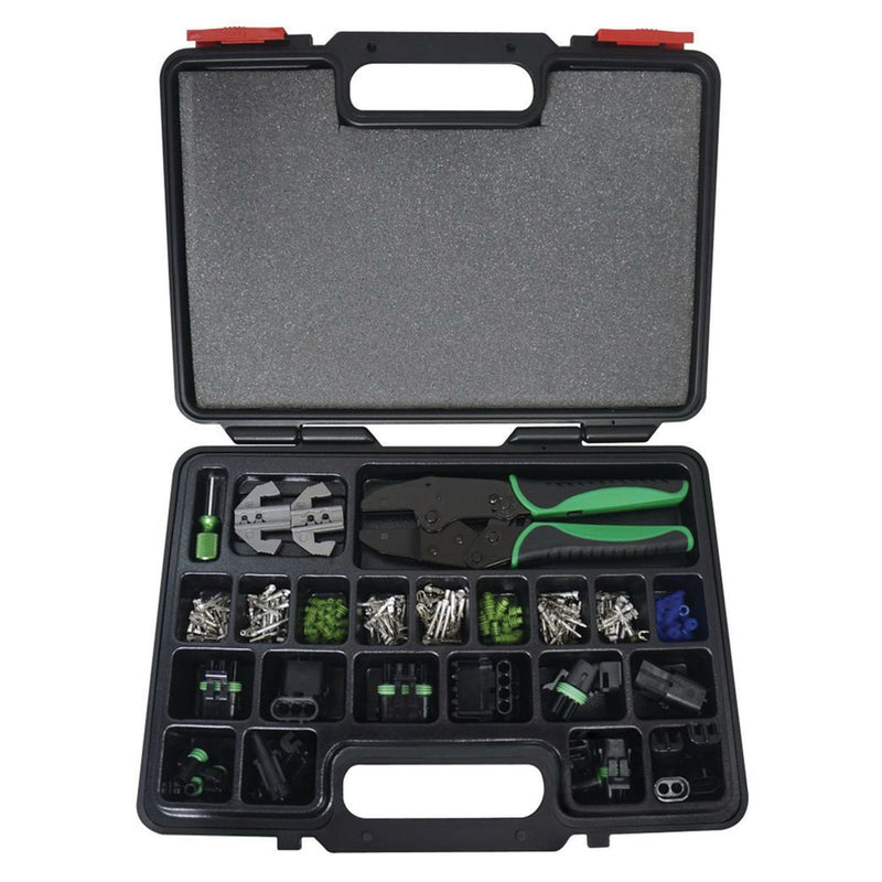 9478 Crimping Tool and Accessory Set, 220‑Piece, Includes Interchangeable Ratchet