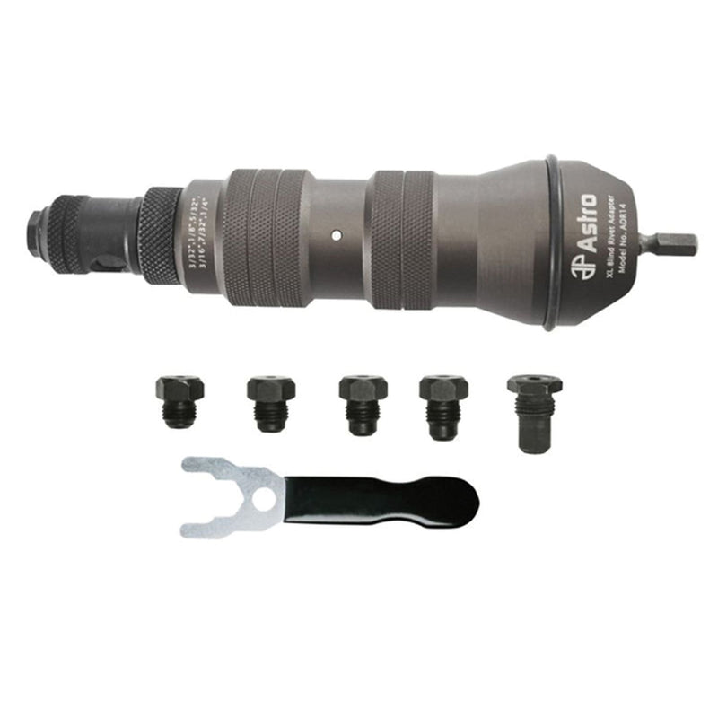 ADR14 XL Blind Rivet Adapter Kit, 1/4" Capacity, CNC‑Machined Aluminum with