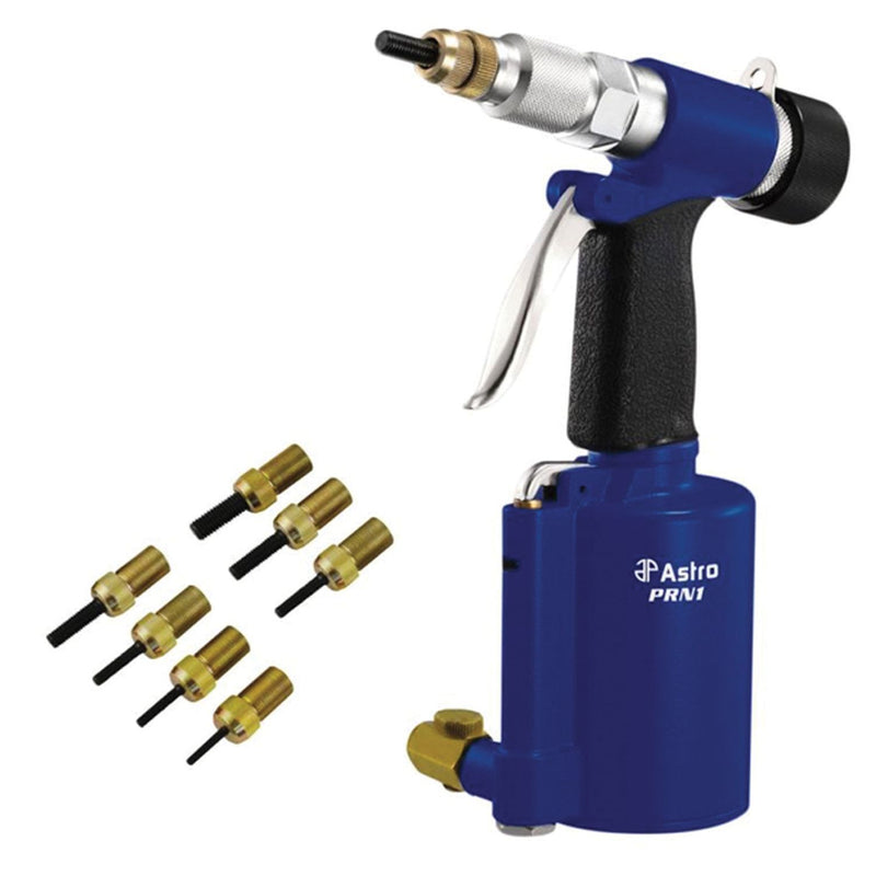 PRN1 Pneumatic Hand Riveter Kit, 3/8 in Capacity, Includes Eight M4‑M10 Mandrels