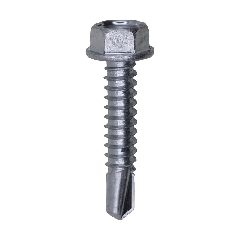 #14 X 1-1/4 Ind Hex Wa Hd #3 Super Teks - Zinc