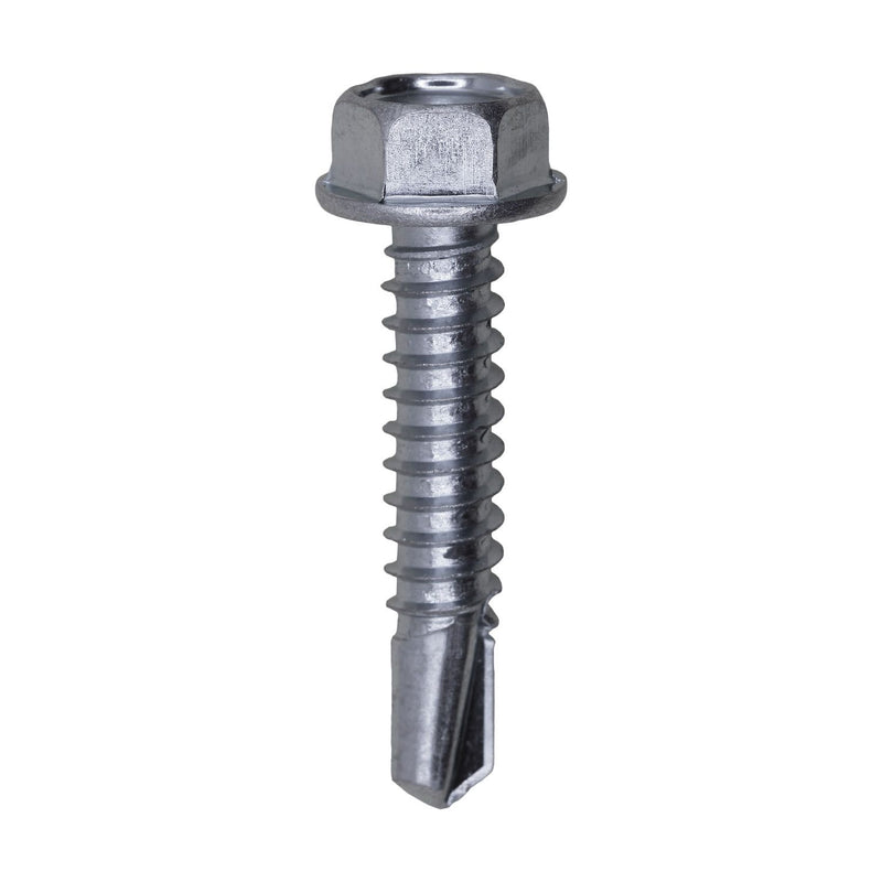 Auveco #14 X 1-1/4 Ind Hex Wa Hd #3 Super Teks - Zinc