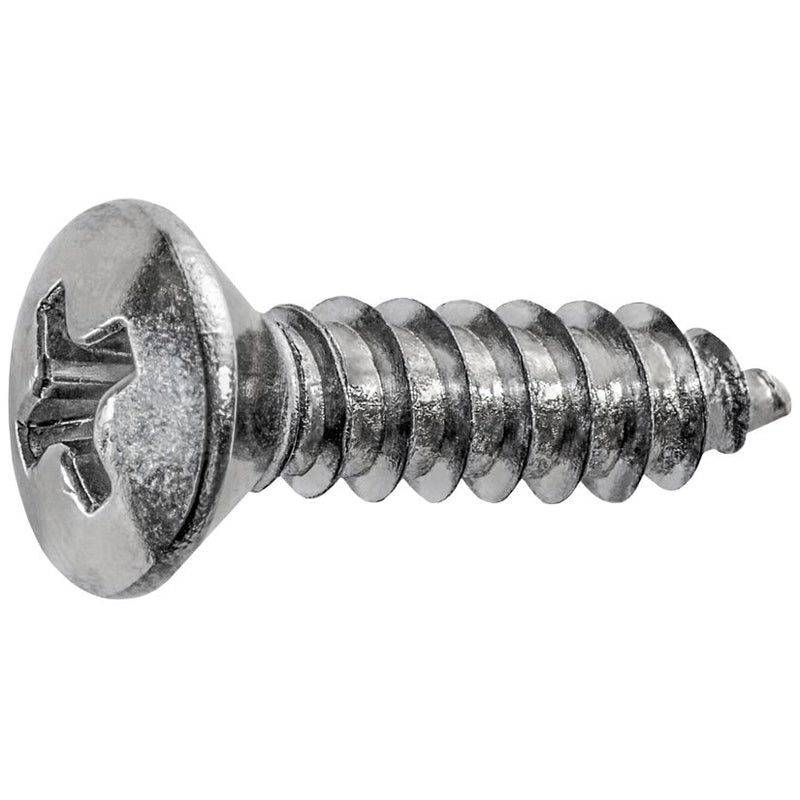 #10 X 3/4 Phillips Oval Head Tap Screw Chrome