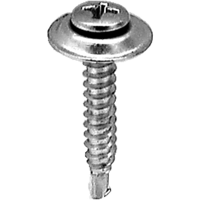 Auveco 11451 Phillips Oval/Sems Head Teks Point Countersunk Washer Tapping Screw, #8 Screw x 1 in L,