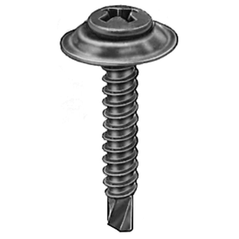 Auveco 11456 Phillips Oval/Sems Head Teks Point Countersunk Washer Tapping Screw, #8 Screw x 1 in L