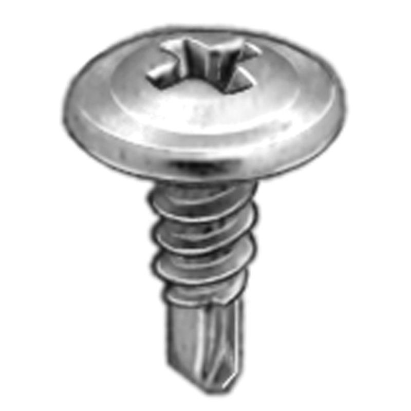 12095 Phillips Washer Head Teks‑Point Tapping Screw, #8 × 1/2 in Length, Zinc Finish