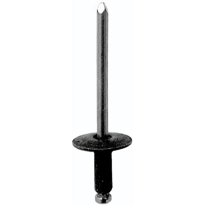 Auveco 12657 Peel-Type Specialty Rivet, 3/16 in Dia x 1/4 to 3/8 in Grip Range, Black Steel Rivet/St
