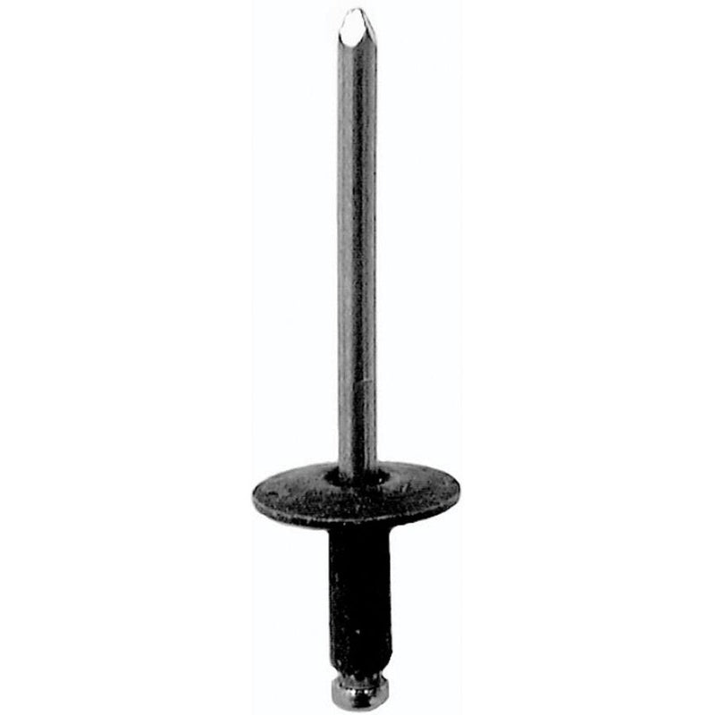 Auveco 12657 Peel-Type Specialty Rivet, 3/16 in Dia x 1/4 to 3/8 in Grip Range, Black Steel Rivet/St