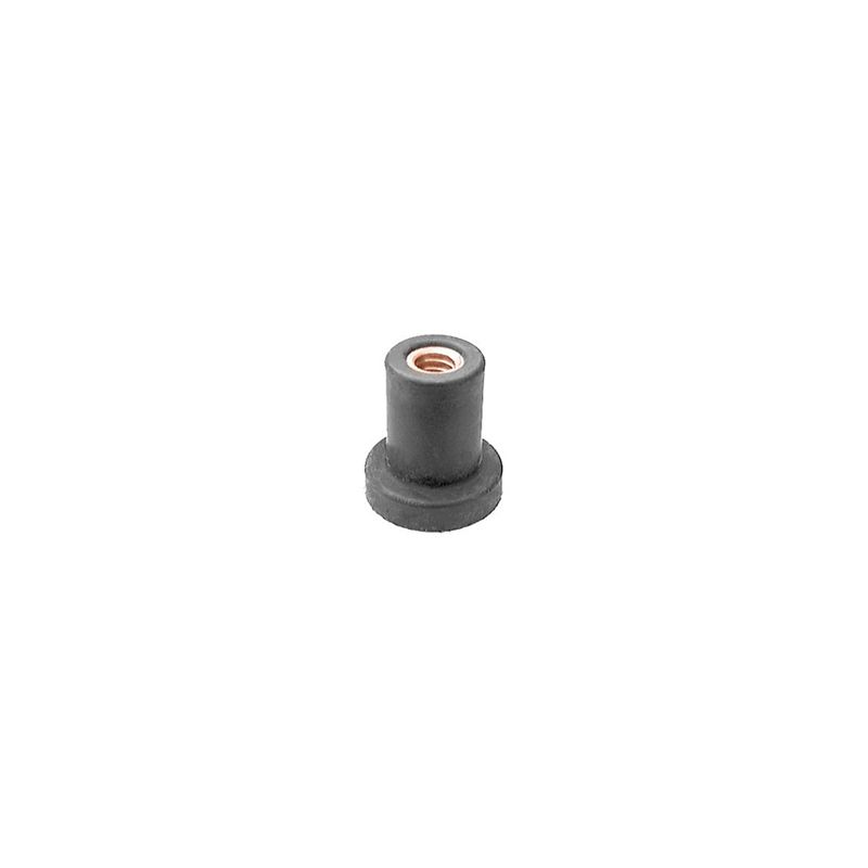 13010 Well Nut, 1/4 in 20 TPI Screw, 0.829 in OAL, Neoprene with Captive Brass Nut