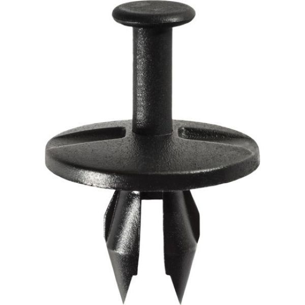 Auveco 14010 Push-Type with Open End Fascia Retainer, 1 in Dia Head x 23/32 in L Stem, Nylon, Black