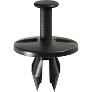 Auveco 14010 Push-Type with Open End Fascia Retainer, 1 in Dia Head x 23/32 in L Stem, Nylon, Black