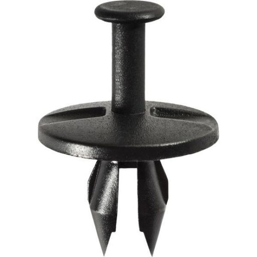 Auveco 14010 Push-Type with Open End Fascia Retainer, 1 in Dia Head x 23/32 in L Stem, Nylon, Black
