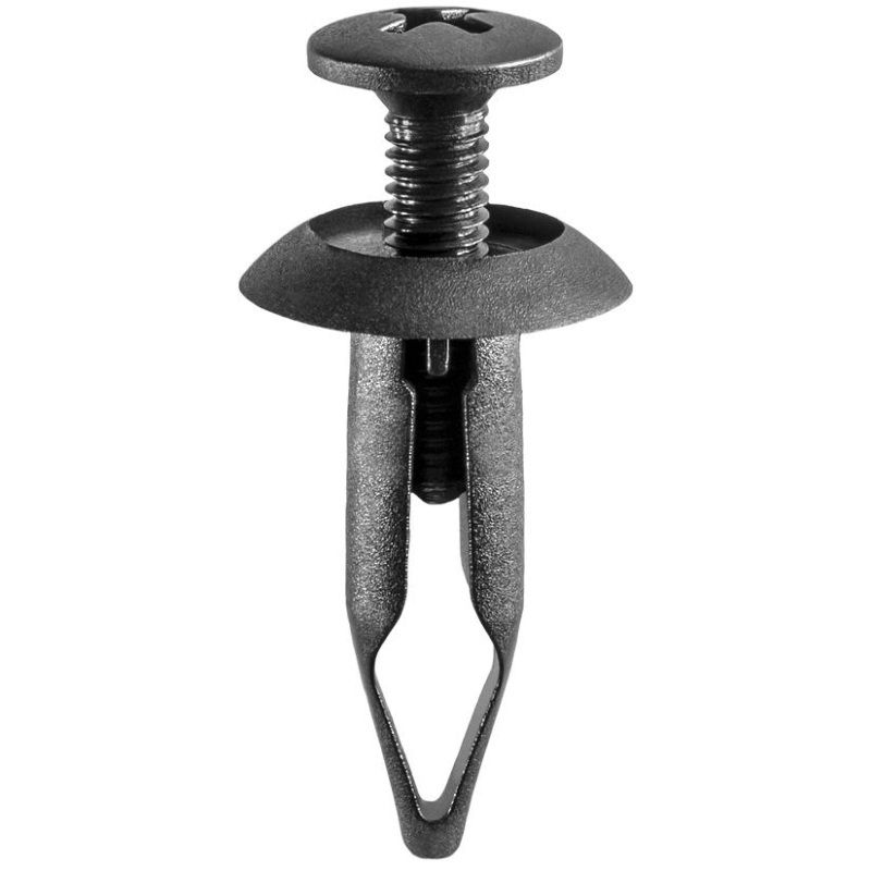 14992 Closed-End Push-Type Screw Retainer, 19/32 in Dia Head, 29/32 in L Stem, Nylon Black