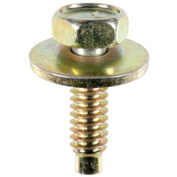 Auveco 17034 Hex Sems Head Dog Point Body Bolt, 1/4 in - 20 TPI Screw x 7/16 in Hex x 7/8 in L, Yell