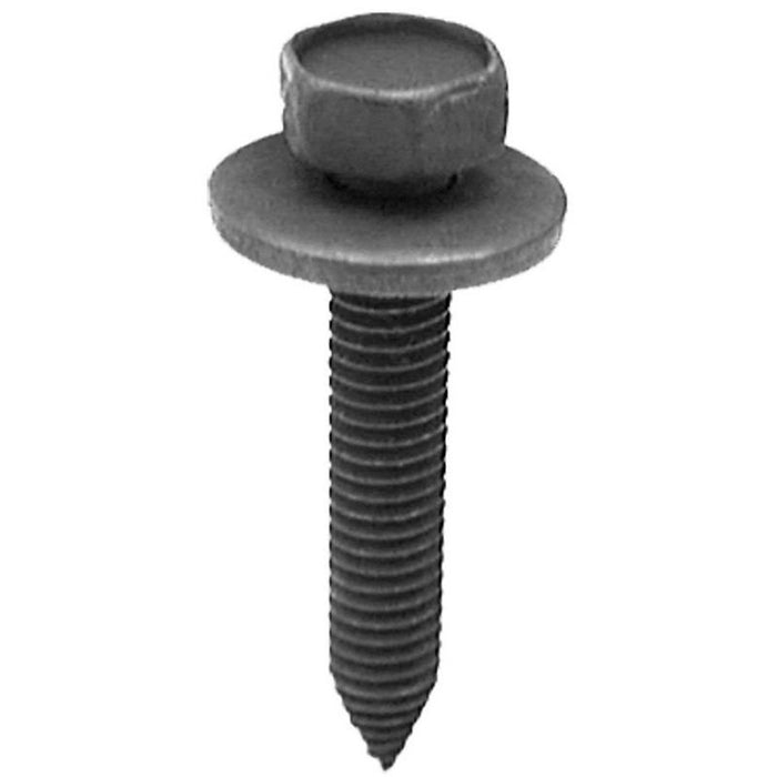 Auveco 18416 Hex Head Sems CA Point Body Bolt, M6 x 1 mm x 35 mm L x 10 mm Across Flats, Black Phosp