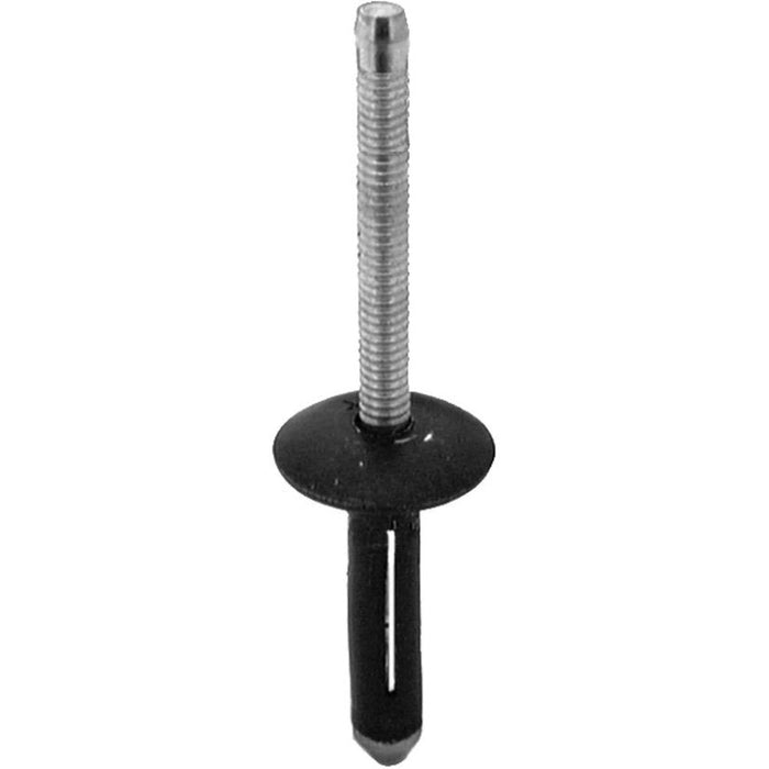 Auveco 19263 Split-Type Rivet, 1/4 in Dia x 3/16 to 3/8 in Grip Range, Aluminum Rivet/Mandrel, Black