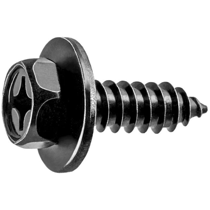 Auveco 20556 Phillips Hex Head Sems Tapping Screw, M6.3 x 1.81 mm Screw x 20 mm L, Black Zinc