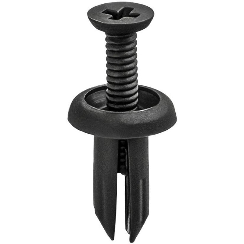 21103 Push/Screw-Type with Open End Front Bumper Fascia Retainer, 10 mm Dia Head, Nylon, Dark