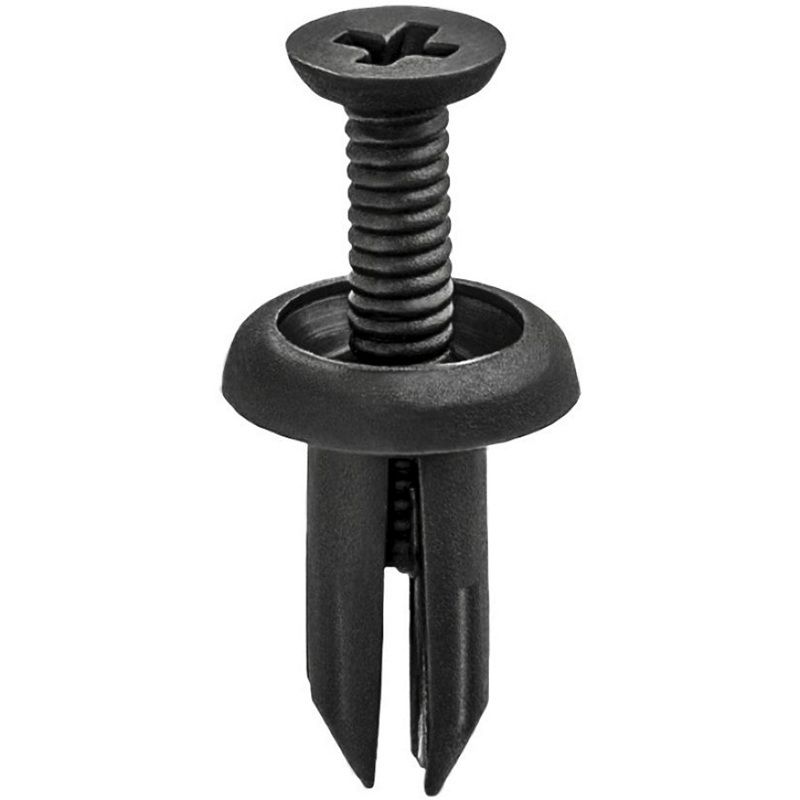 Auveco 21103 Push/Screw-Type with Open End Front Bumper Fascia Retainer, 10 mm Dia Head, Nylon, Dark