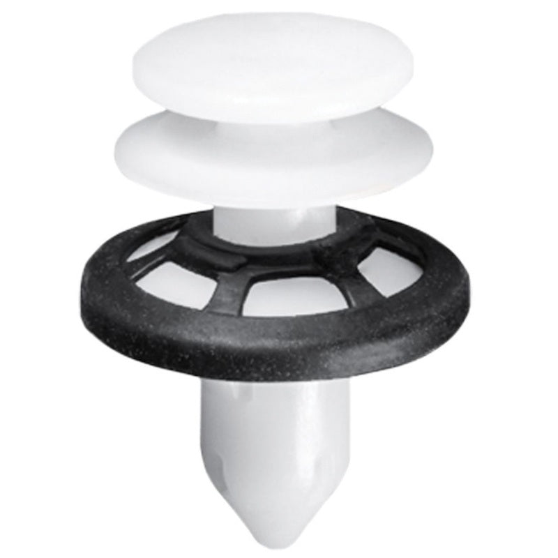 21601 Double Head Push-Type Type 9 Retainer, 22 mm Dia Head x 16 mm L Stem x 9 mm Hole, Black