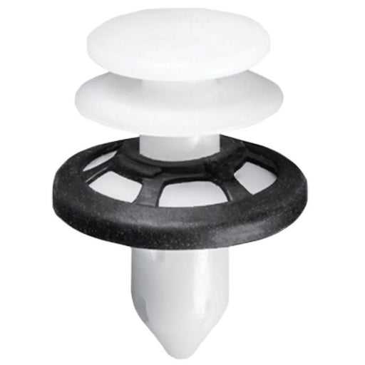 Auveco 21601 Double Head Push-Type Type 9 Retainer, 22 mm Dia Head x 16 mm L Stem x 9 mm Hole, Black