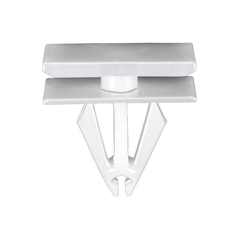 22099 Wheel Opening and Rocker Molding Clip, (12 x 20 mm Top and Bottom) Head, Nylon, White