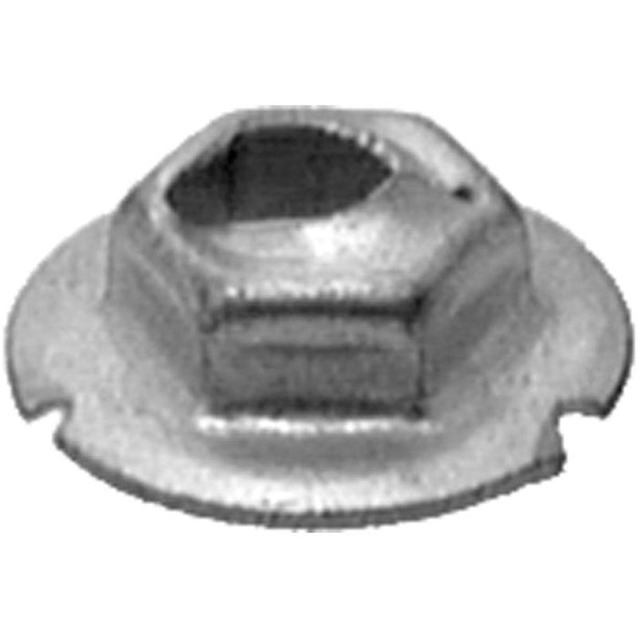 Auveco 2896 Hex Washer Thread Cutting Nut, 3/16 in Stud x 3/8 in Across Flats, Zinc