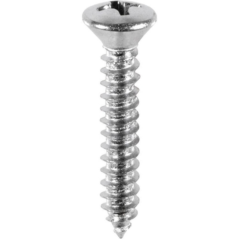 Auveco AP2713 Phillips Oval Head A/AB Point Tapping Screw, #8 Screw x 1 in L, Chrome