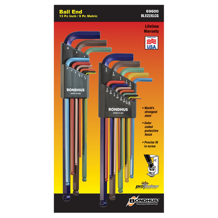 Bondhus Hex Keys Color Guard SAE/MET L Wrench Display