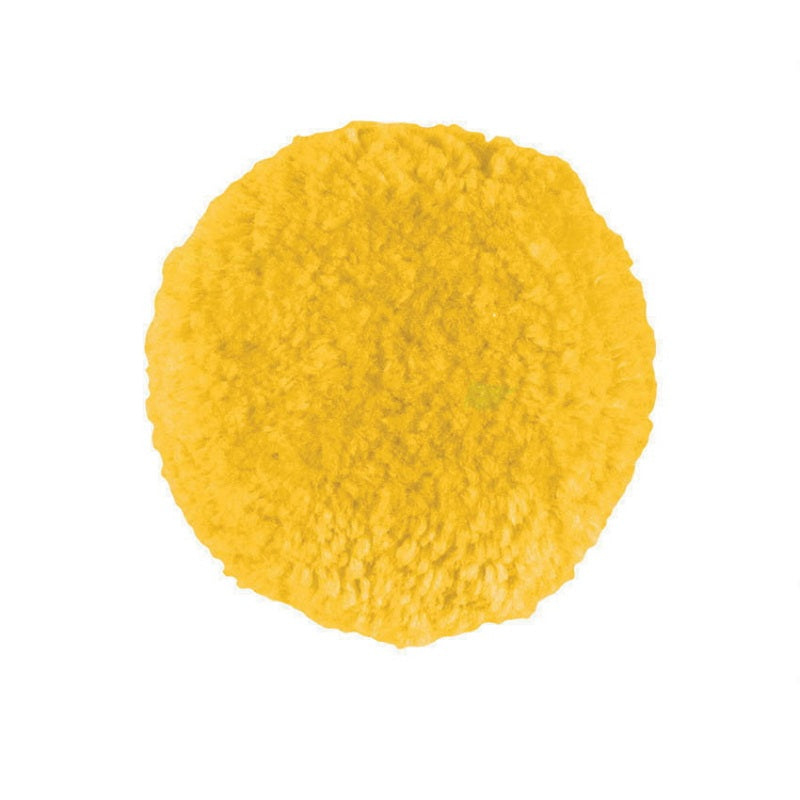 301GY Twisted Wool Blend Buffing Pad 3 in Diameter Yellow Hook and Loop