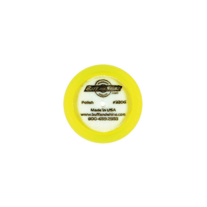 Buff and Shine 330G Curved Back 1 in Foam Buffing Pad 3 in Diameter Yellow Hook and Loop