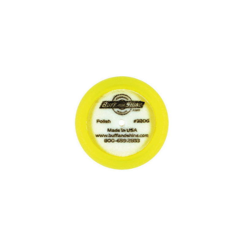 330G Curved Back 1 in Foam Buffing Pad 3 in Diameter Yellow Hook and Loop