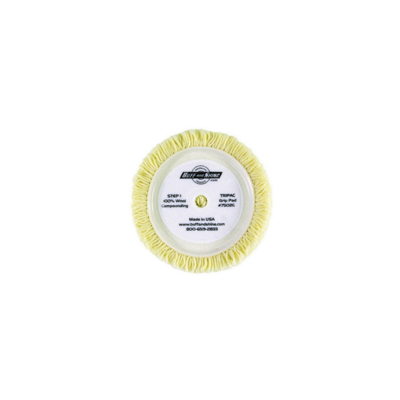 and SHINE 7502G Buffing Grip Pad, 7-1/2 in Dia, Hook and Loop Attachment, 100% Twiste