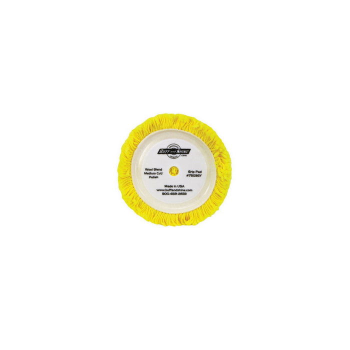 Buff and Shine and SHINE 7503GY Buffing Grip Pad, 7-1/2 in Dia, Hook and Loop Attachment, 100% Twist