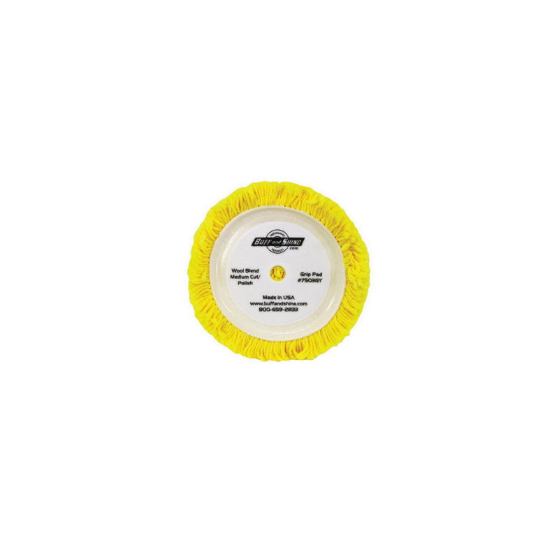 and SHINE 7503GY Buffing Grip Pad, 7-1/2 in Dia, Hook and Loop Attachment, 100% Twist