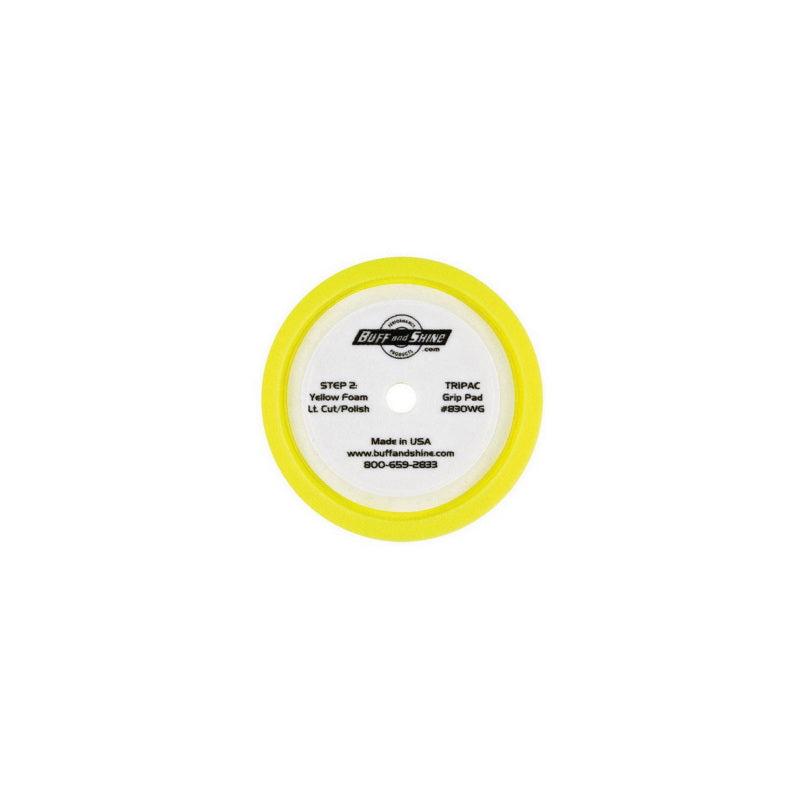 830WG Convoluted Face 8-in Yellow Foam Grip Buffing Pad