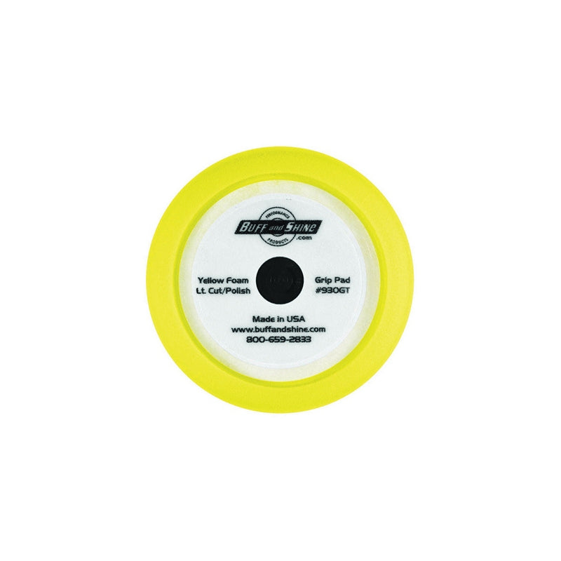 Center Tee Buffing Pad 930GT, 9 in Diameter, 1-1/2 in Thick, Yellow Reticulated
