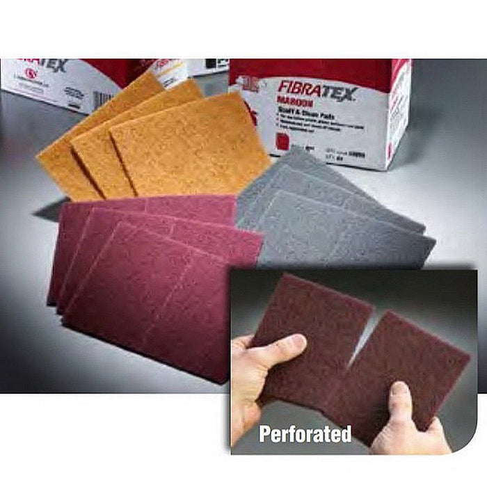 Carbo® Fibratex™ 10890 Perforated Fast Cut Non-Woven Primer Prep Hand Scuff Pad, 6 in W x 9 in L, Maroon