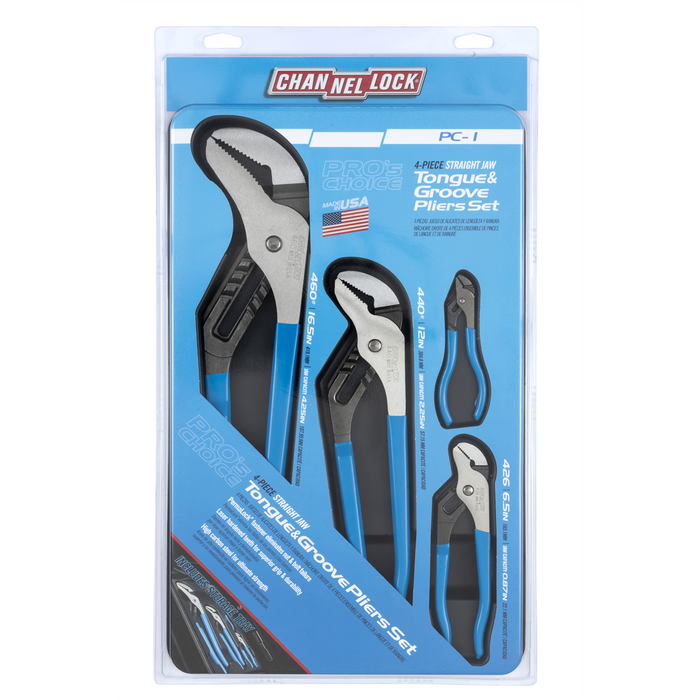 Channellock Tools Pro'S Choice Pc1 Tongue And Groove Pliers Set, 4-1/2 In, 6-1/2 In, 12 In, 16-1/2