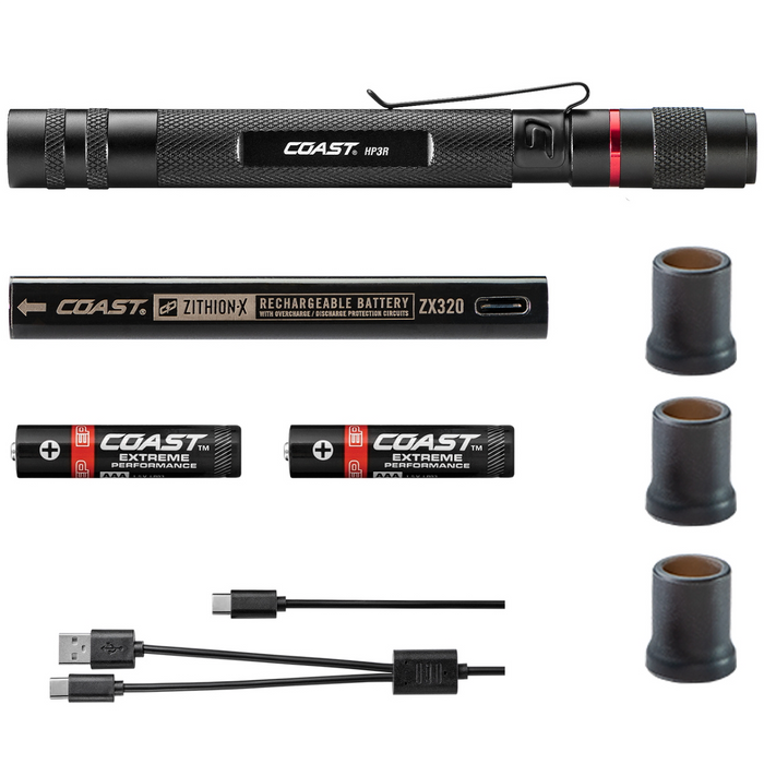Coast Products 500 Lumen Rechargeable Penlight with Twist Focus - Black