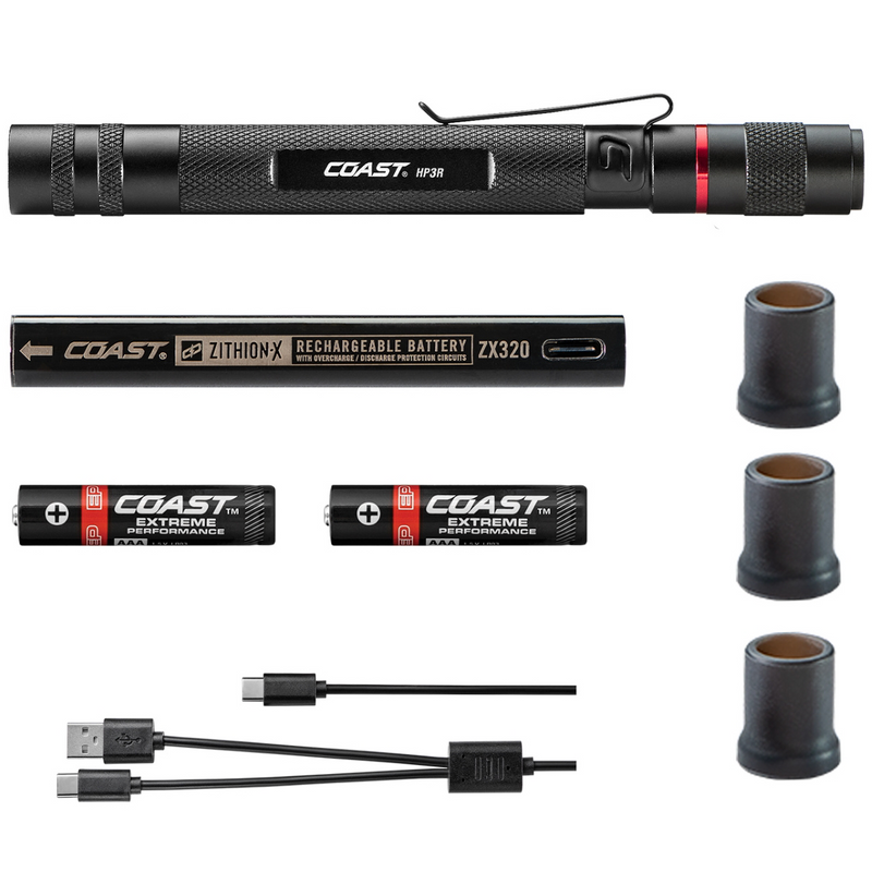 500 Lumen Rechargeable Penlight with Twist Focus - Black
