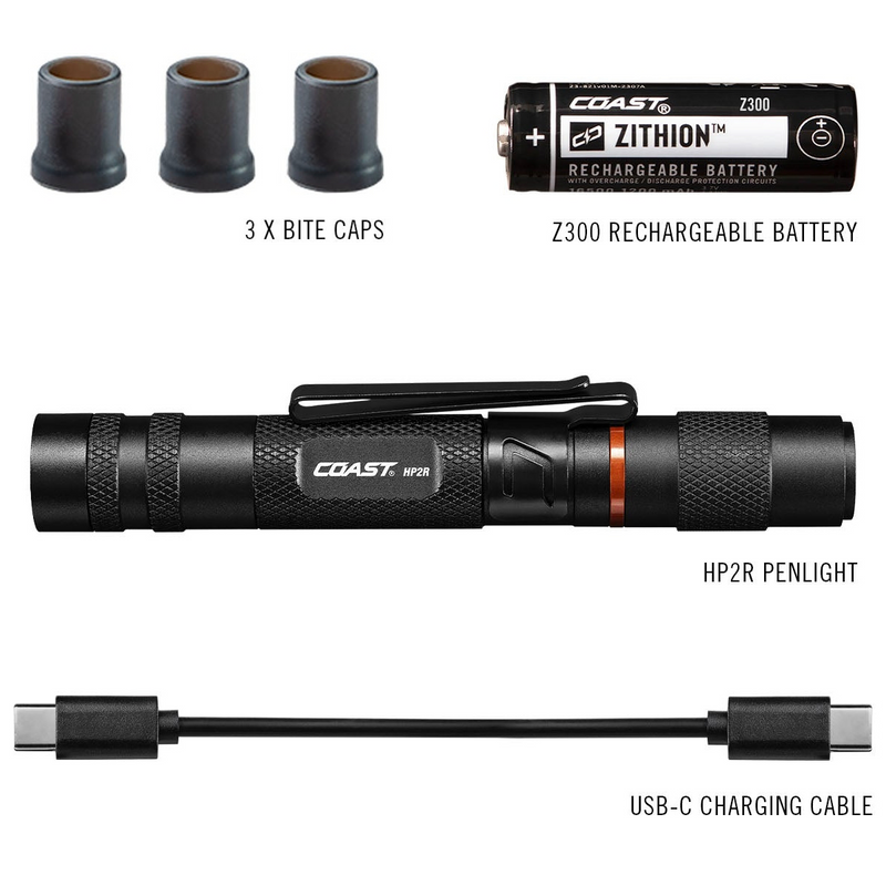 280 Lumen Rechargeable Penlight with Twist Focus - Black